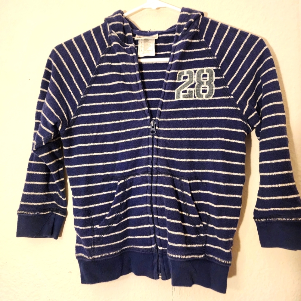 Disney Parks Mickey Mouse Navy Striped Zip Up Hoodie (Unisex)